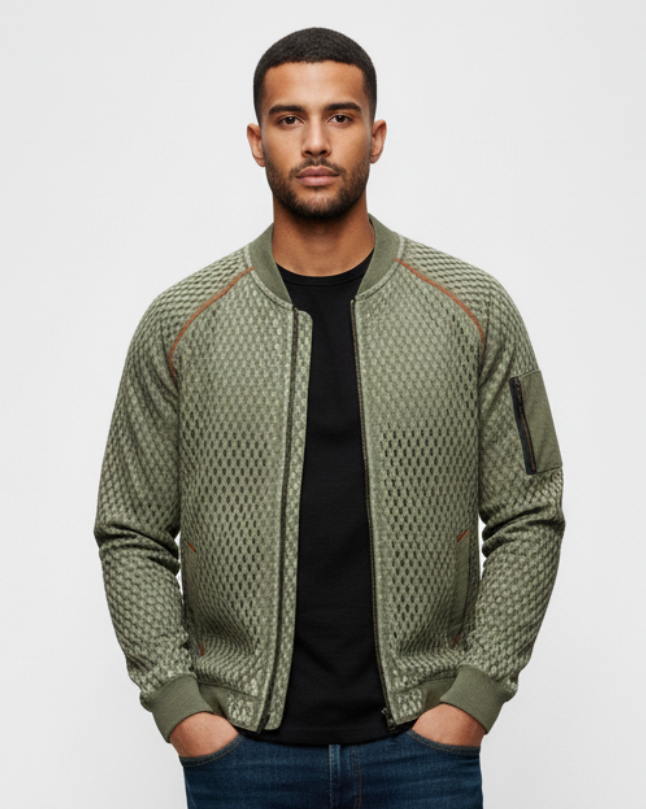 BOMBER JACKET Jacquard Knit Quilted
