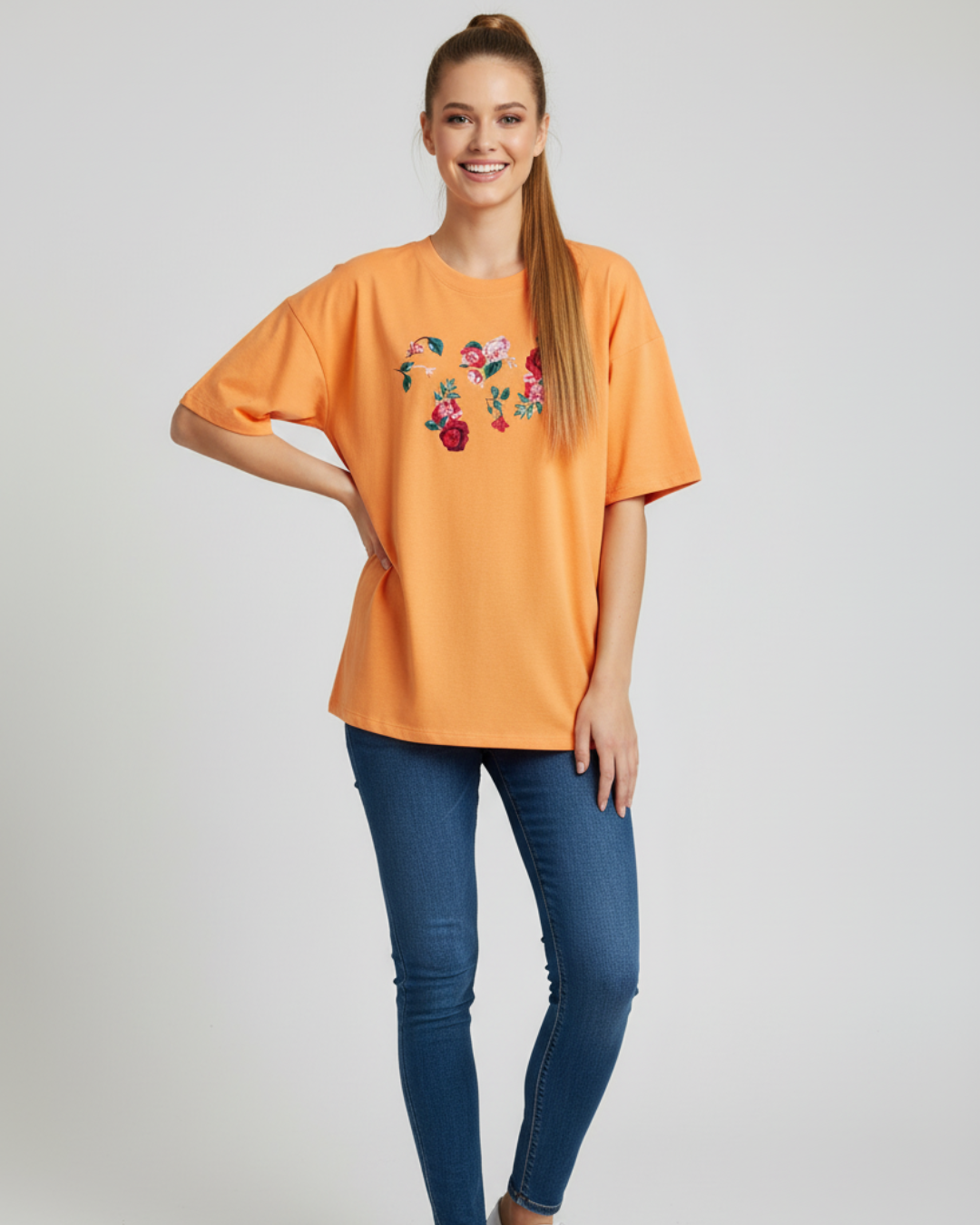 Women Soft Cotton Graphic Orange T-Shirt