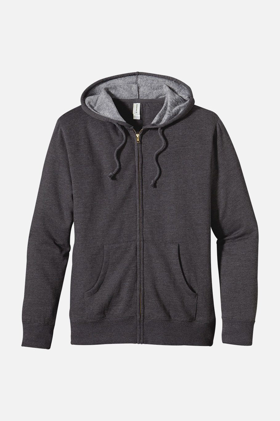 Men Full Zip Charcoal Black Fleece Hoodie