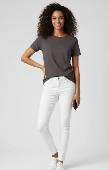 Women  Charcoal GREY Organic Cotton T-Shirts