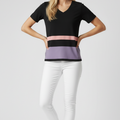 Women's Soft Cotton Color Block V-Neck T-Shirt