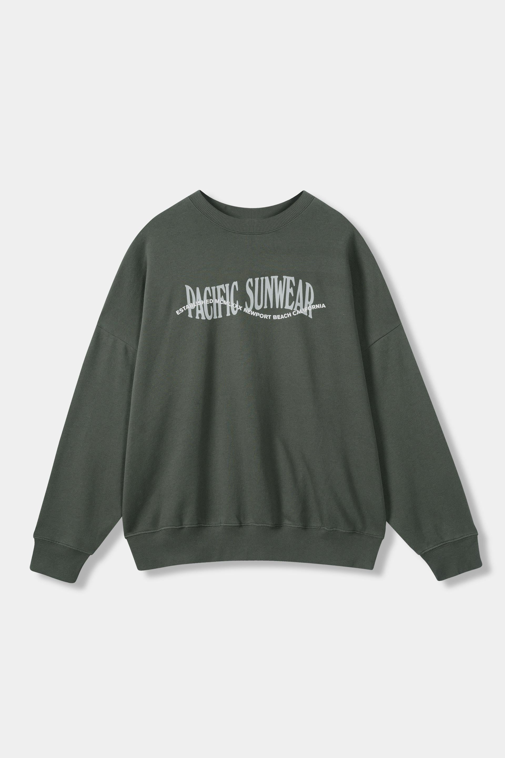 SWEATSHIRT, Oversized, drop shoulder OLIVE green Fleece