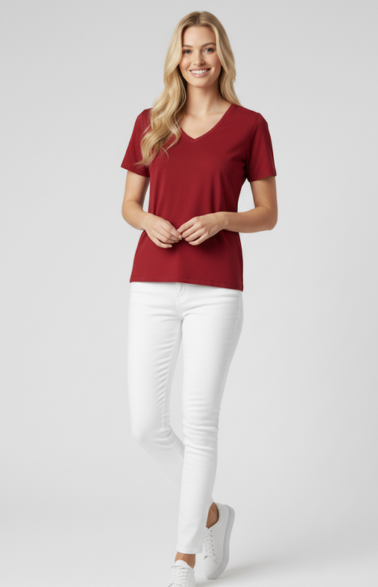 Women Supper Soft V-Neck T-Shirt