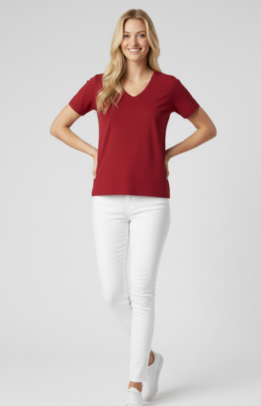 Women Supper Soft V-Neck T-Shirt
