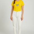 Embroidered Soft Cotton Yellow Women's T-Shirt