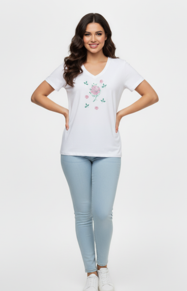 Women Soft Cotton Graphic White T-Shirt