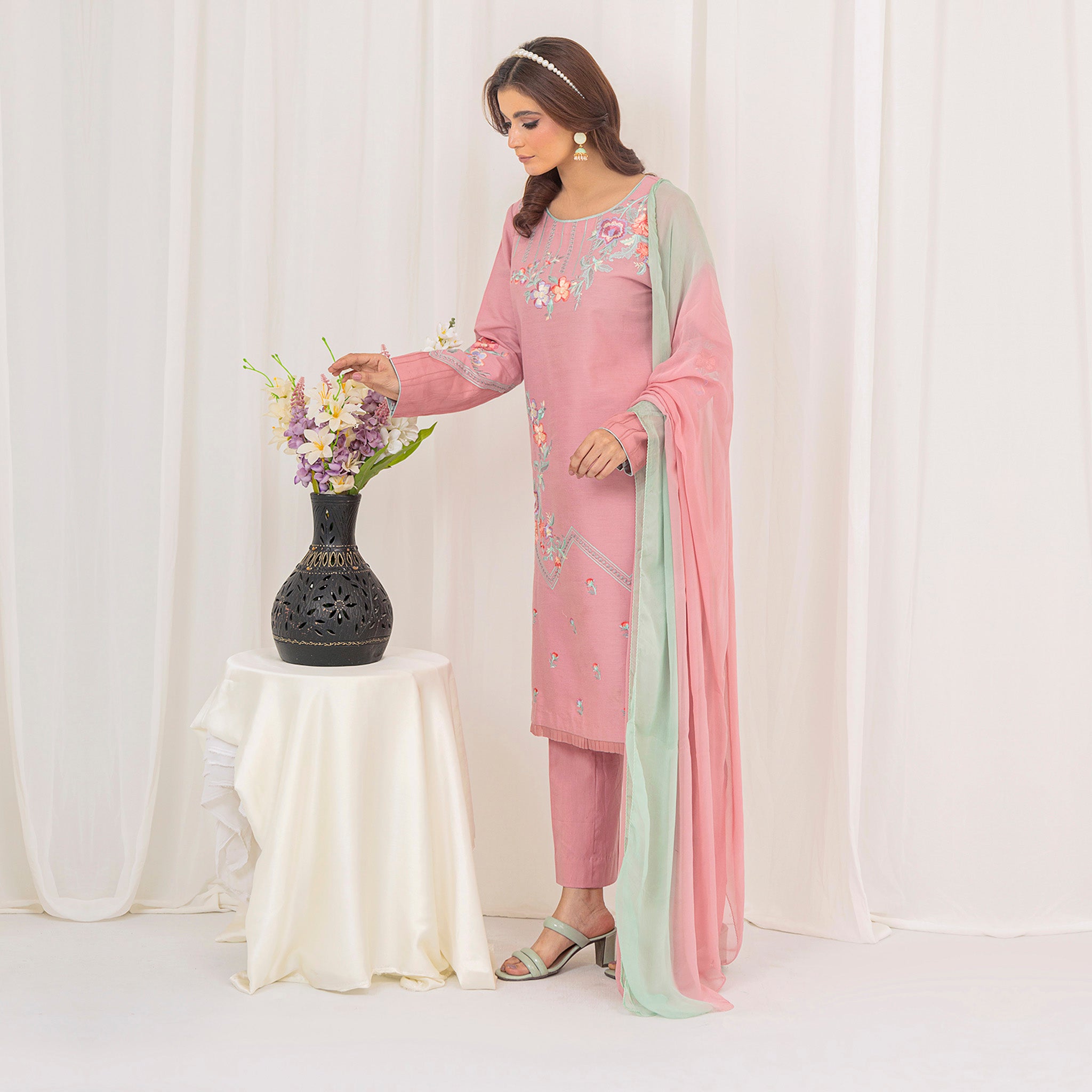 Blush Pink Embroidered 2 -Piece Suit