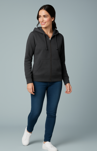 Women Full Zip Charcoal BLACKFleece Hoodie