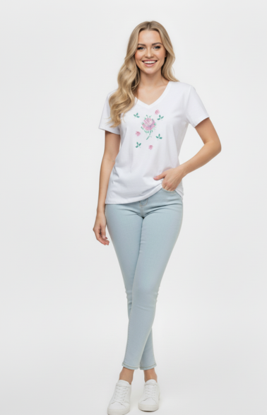 Women Soft Cotton Graphic White T-Shirt