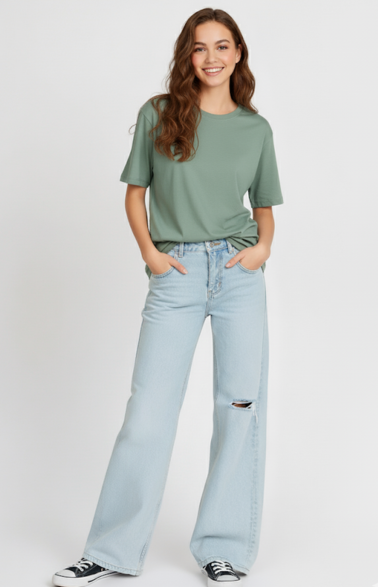 Women Blue Sage Organic Cotton T-Shirts