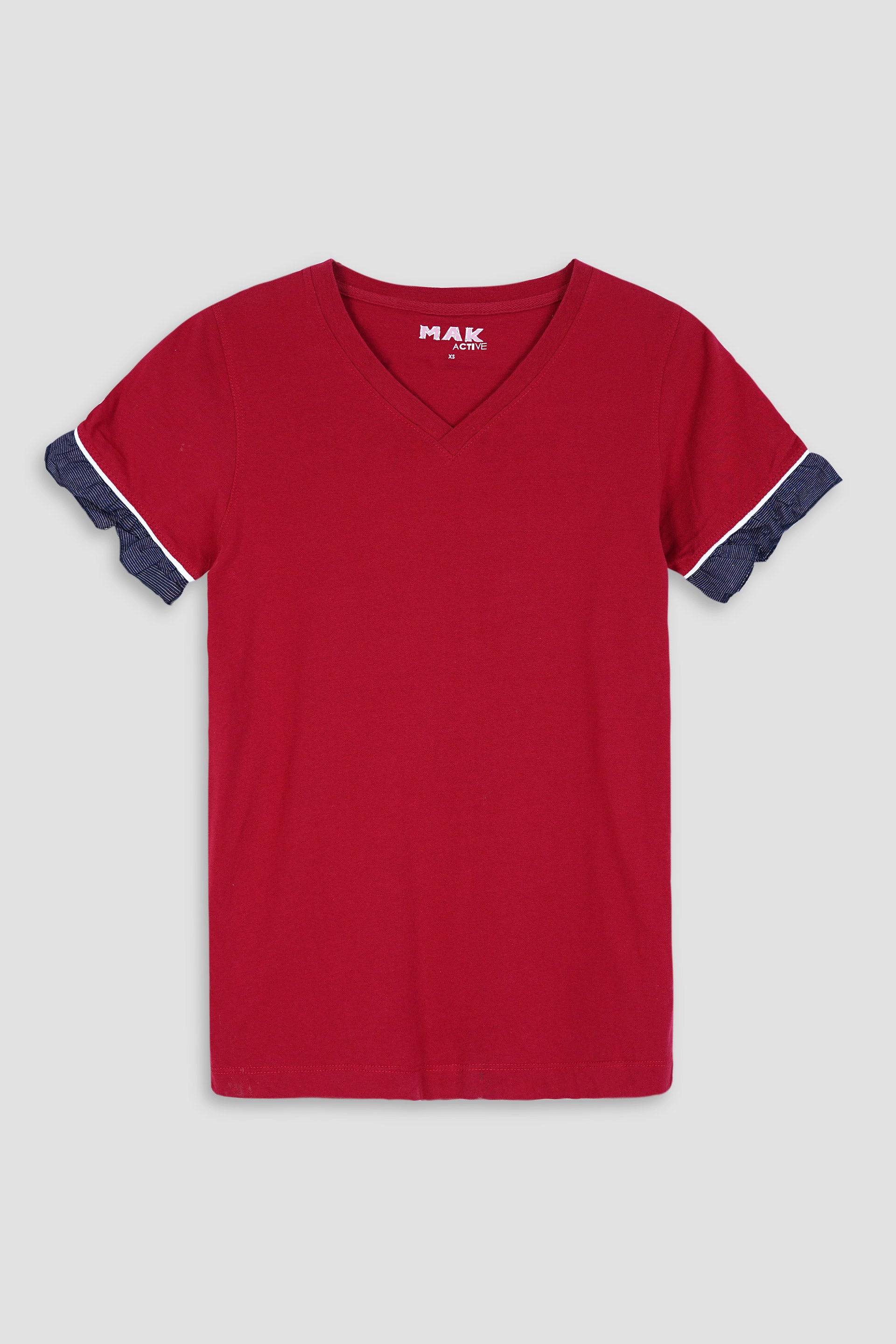 Women Soft Cotton Frill Sleeve V-Neck MEHROO