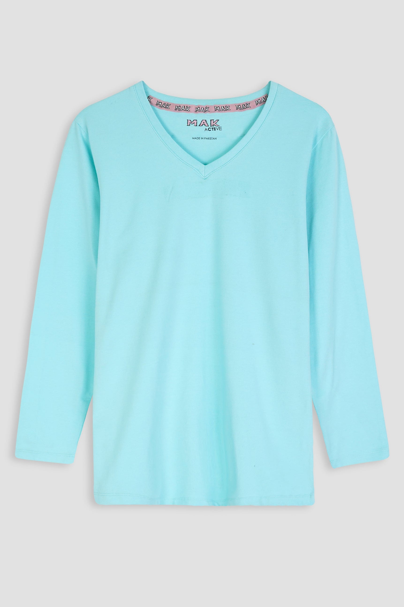 Women Soft Cotton V-Neck T-Shirt Sky