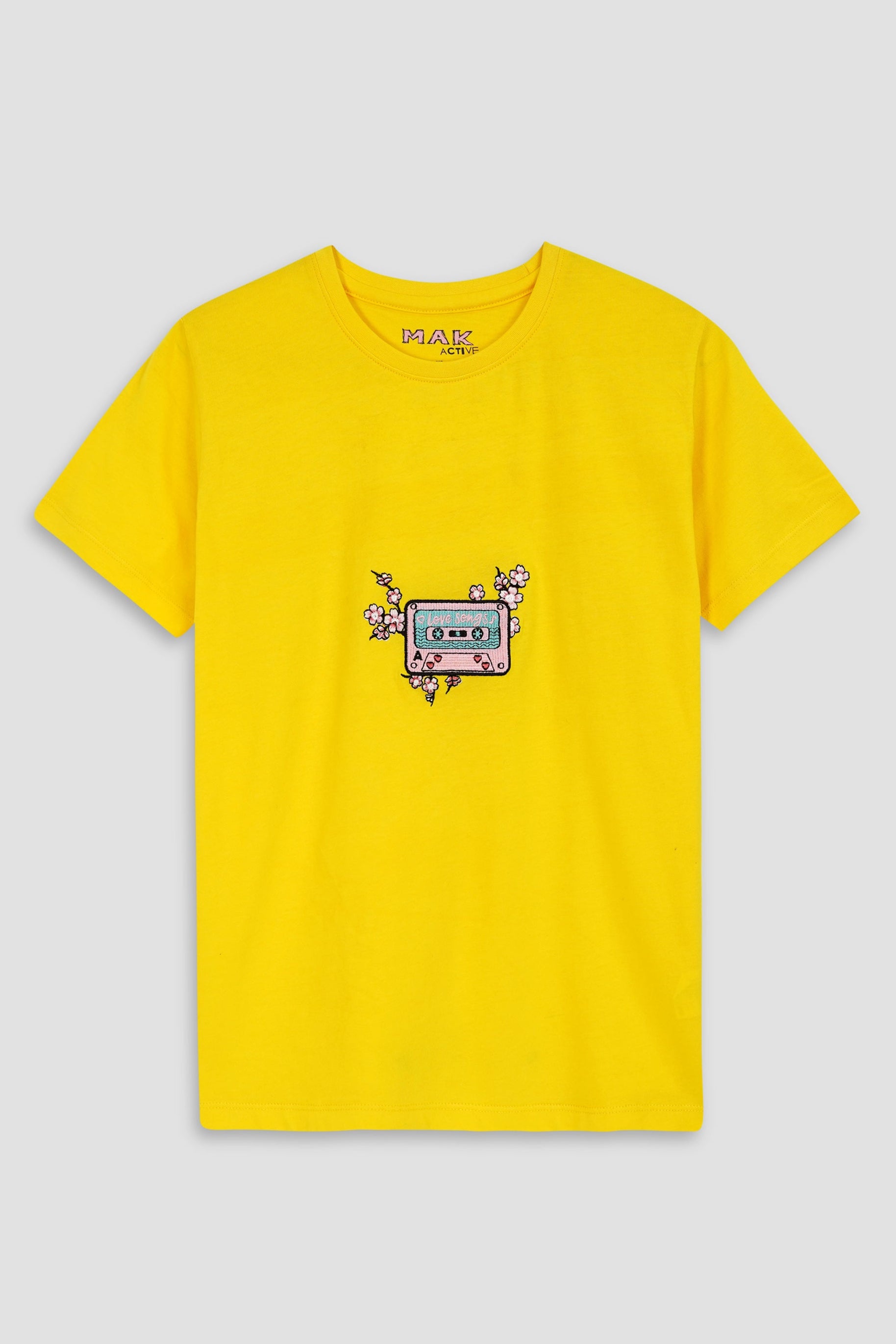 Embroidered Soft Cotton Yellow Women's T-Shirt
