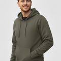 Men Pull-Over Military Green Fleece Hoodie
