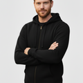 Men Full Zip Black Fleece Hoodie