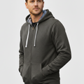 Men Full Zip Charcoal Fleece Hoodie