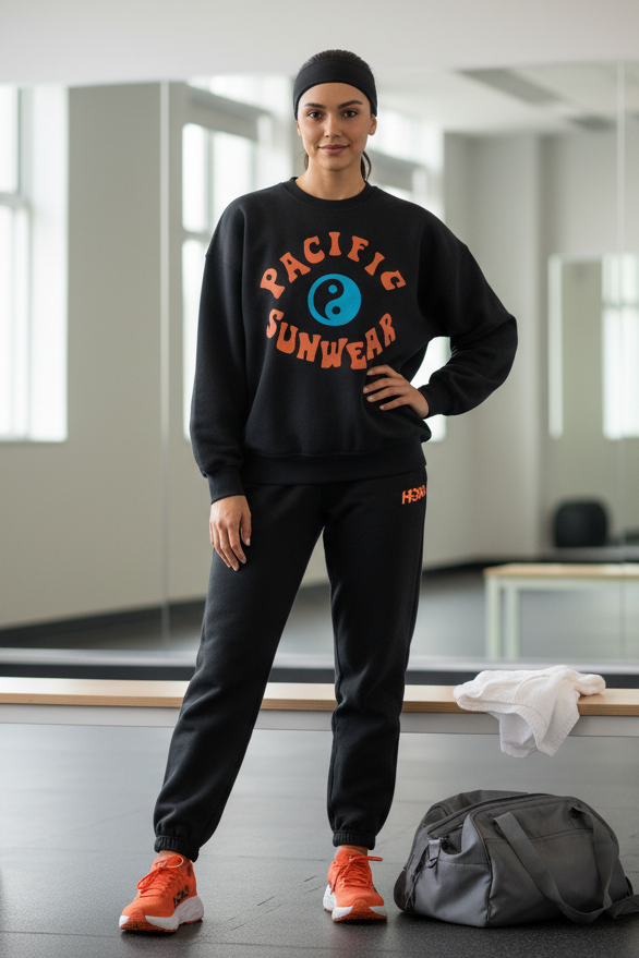 SWEATSHIRT Oversized drop shoulder Black Fleece