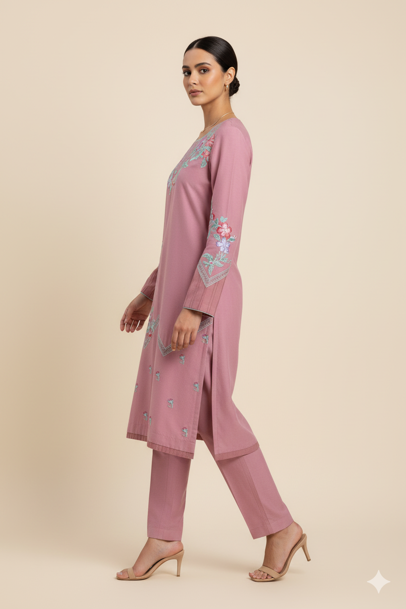 Blush Pink Embroidered 2 -Piece Suit