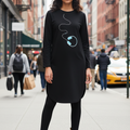 Women Premium Cotton Black long T shirt Dress
