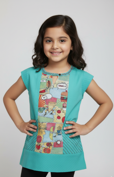 Food Fight, Girl's Top (Veggie Green)