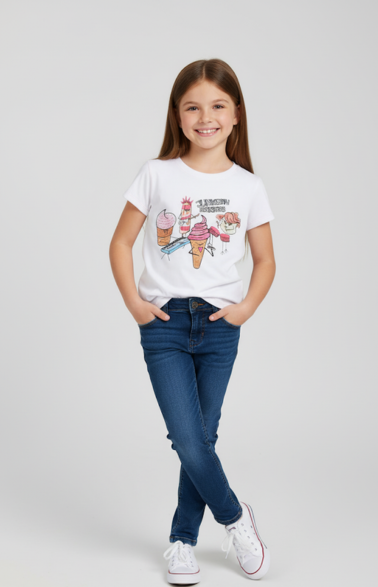 Junkistan Rockstars, Girl's T-Shirt (White) USSG16-TEE-1