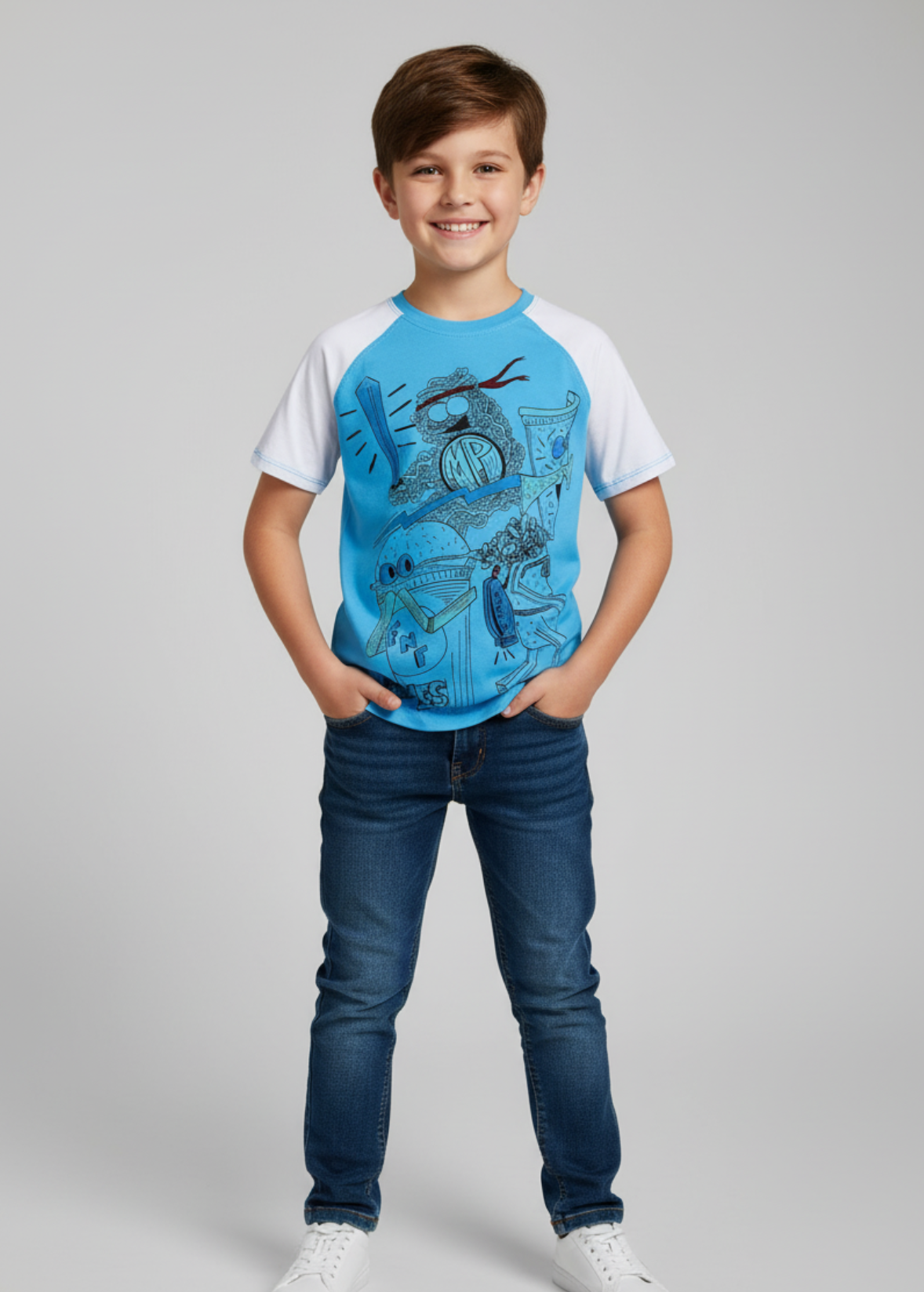 Action Foodies, Boys T-Shirt (Frosty Blue) USSB16-TEE-3