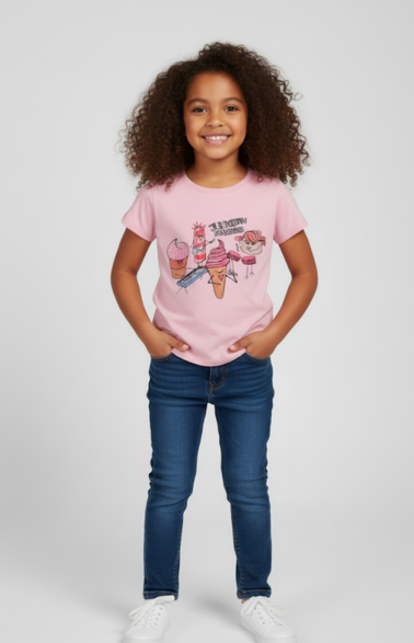 Junkistan Rockstars, Girl's T-Shirt (Pink) USSG16-TEE-1