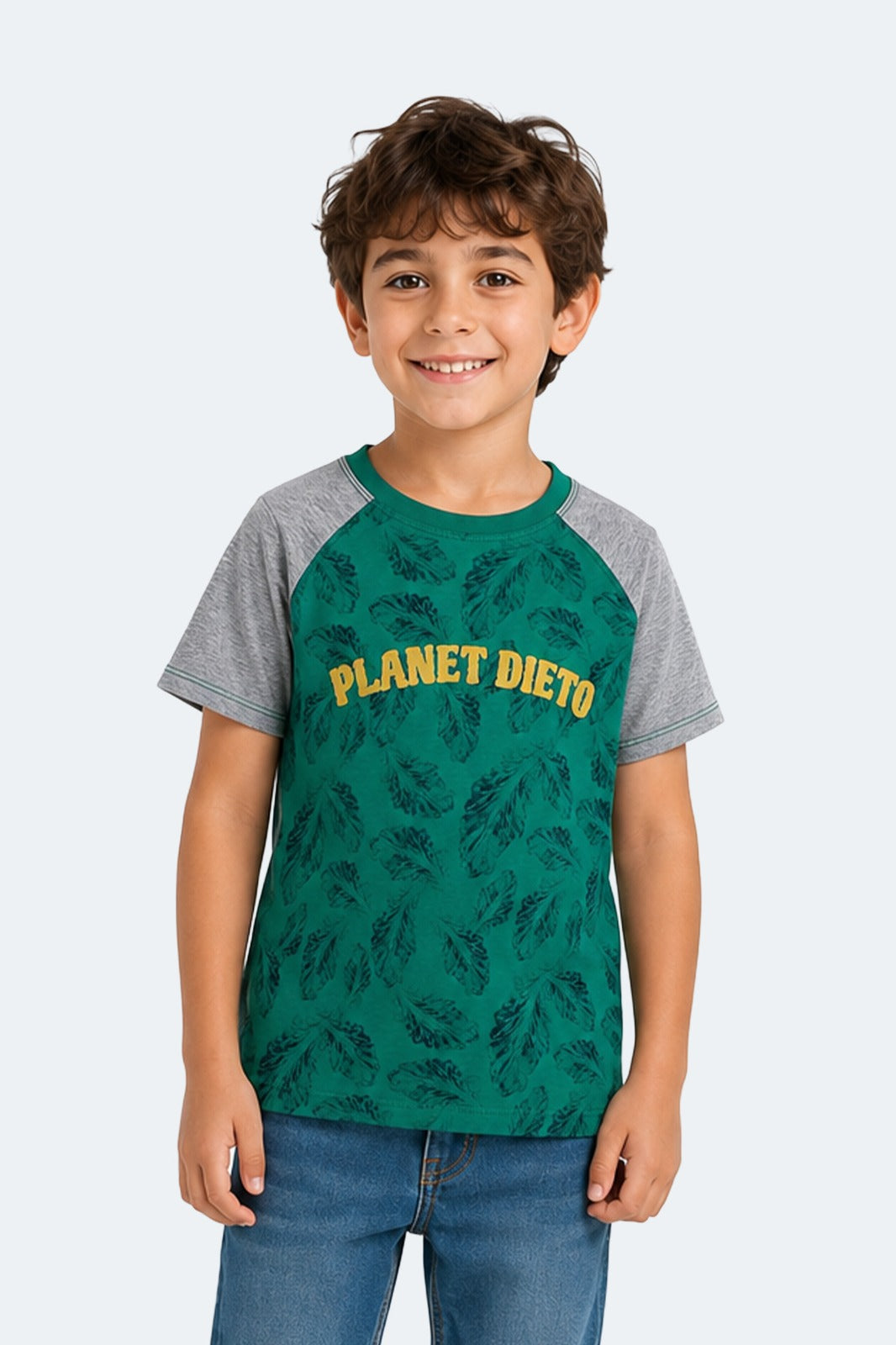 Spinach Power, Boy's T-Shirt (Greens) 100% Organic Cotton