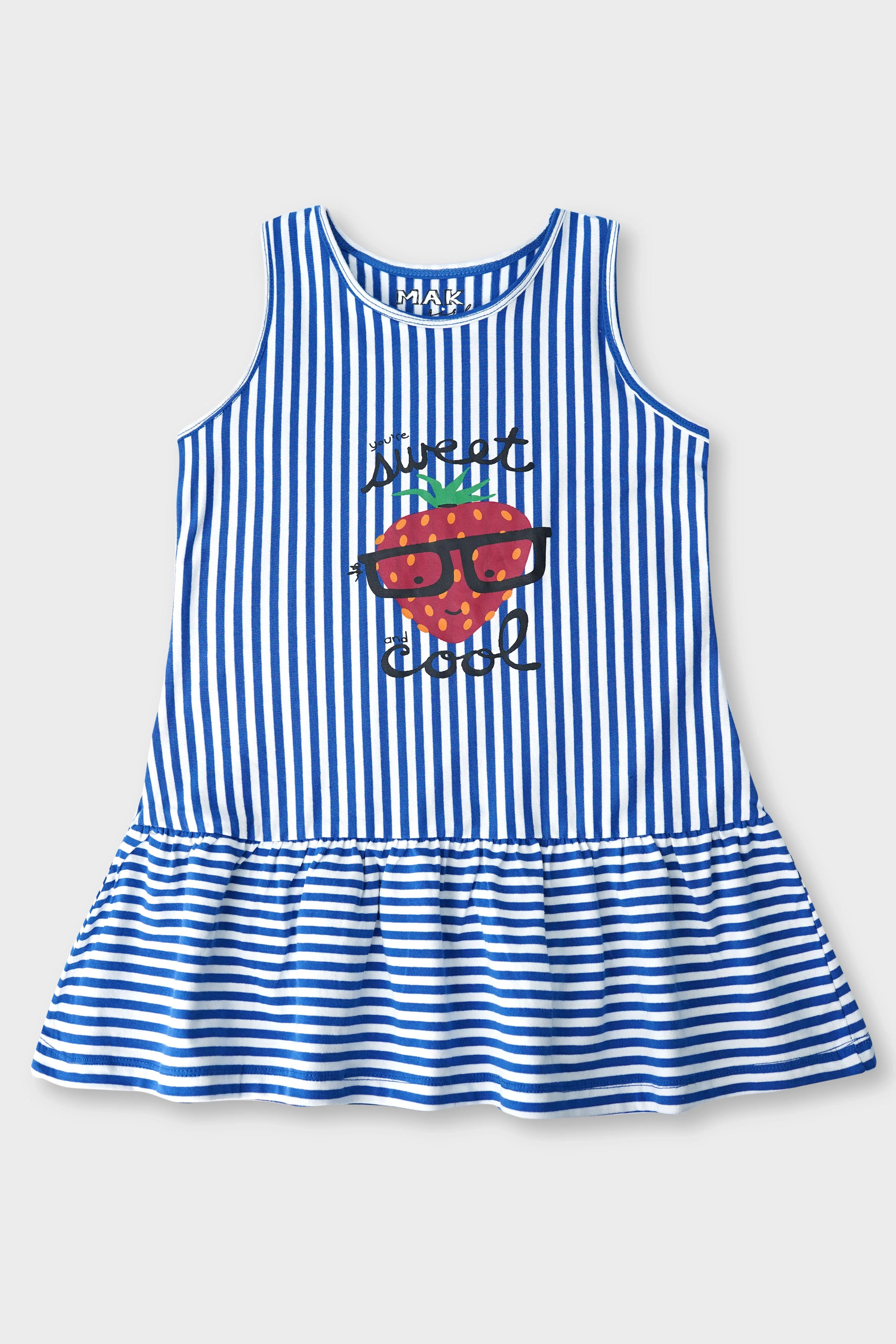Girls Soft Cotton Printed Striped Frock