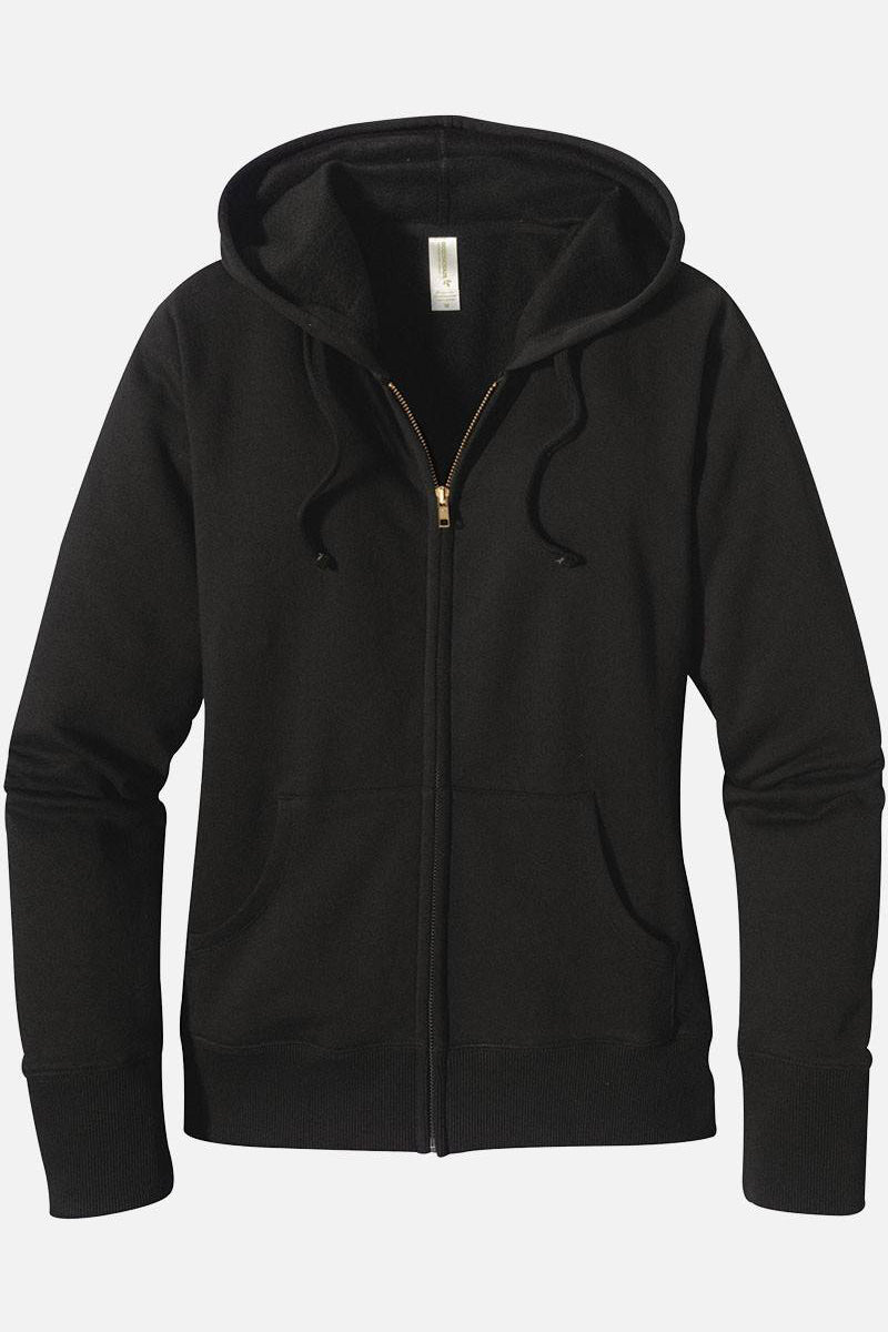 Women Soft Cotton Full Zip Black Hoodie