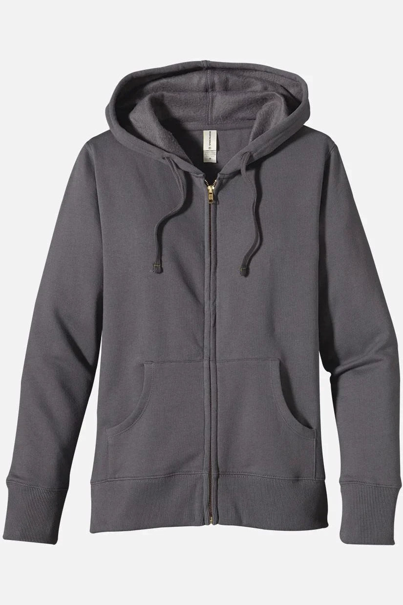 Women Soft Cotton Full Zip Charcoal Hoodie