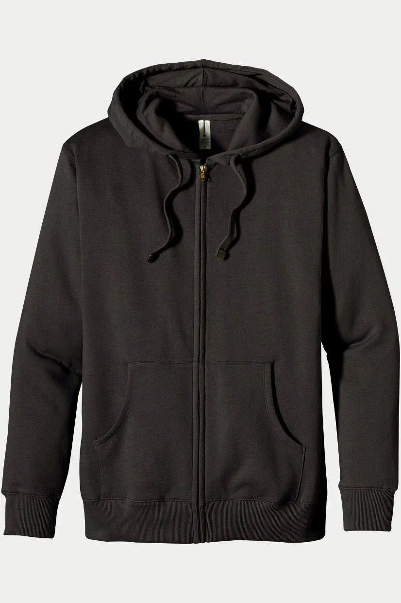 Men Full Zip Black Fleece Hoodie
