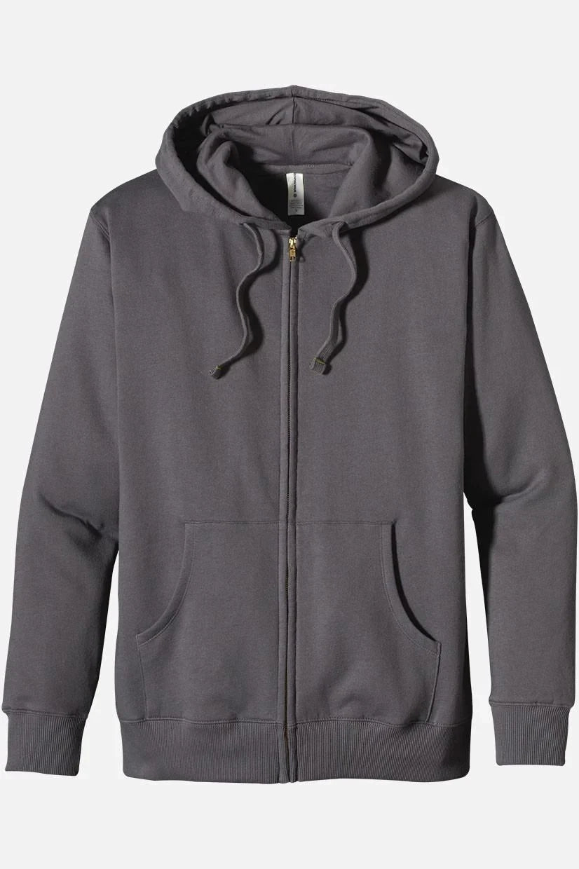 Men Full Zip Charcoal Fleece Hoodie