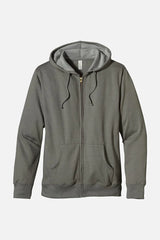 Men Full Zip Military Green Fleece Hoodie