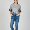 Women Soft Cotton Grey Graphic & Panel T-Shirt