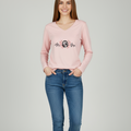 Women Soft Cotton V-Neck Graphic T-Shirt