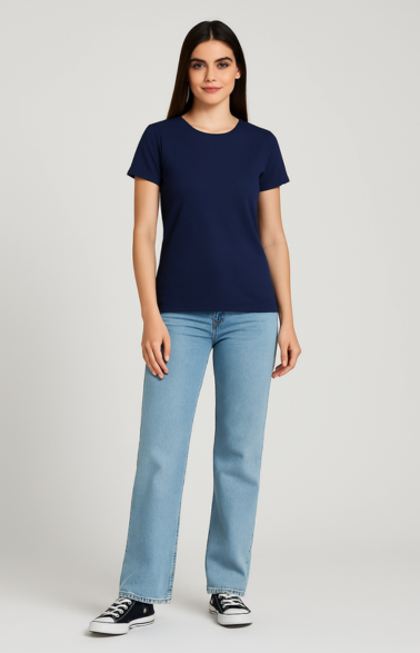 Women  Navy Organic Cotton T-Shirts