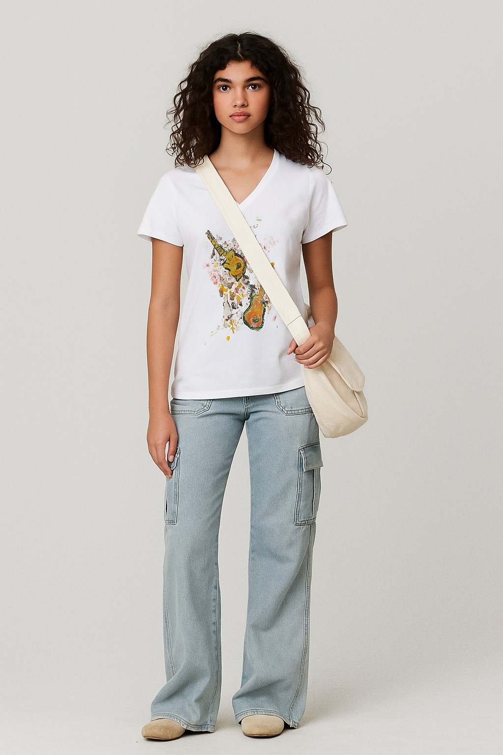 Women Soft Cotton Graphic White T-Shirt