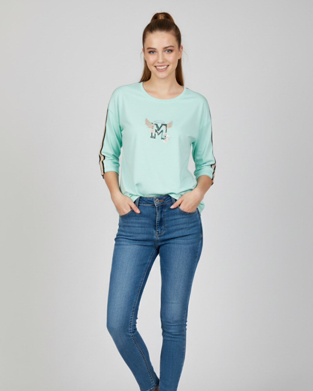 Girls Graphic Sleeve Panel Women’s T-Shirt