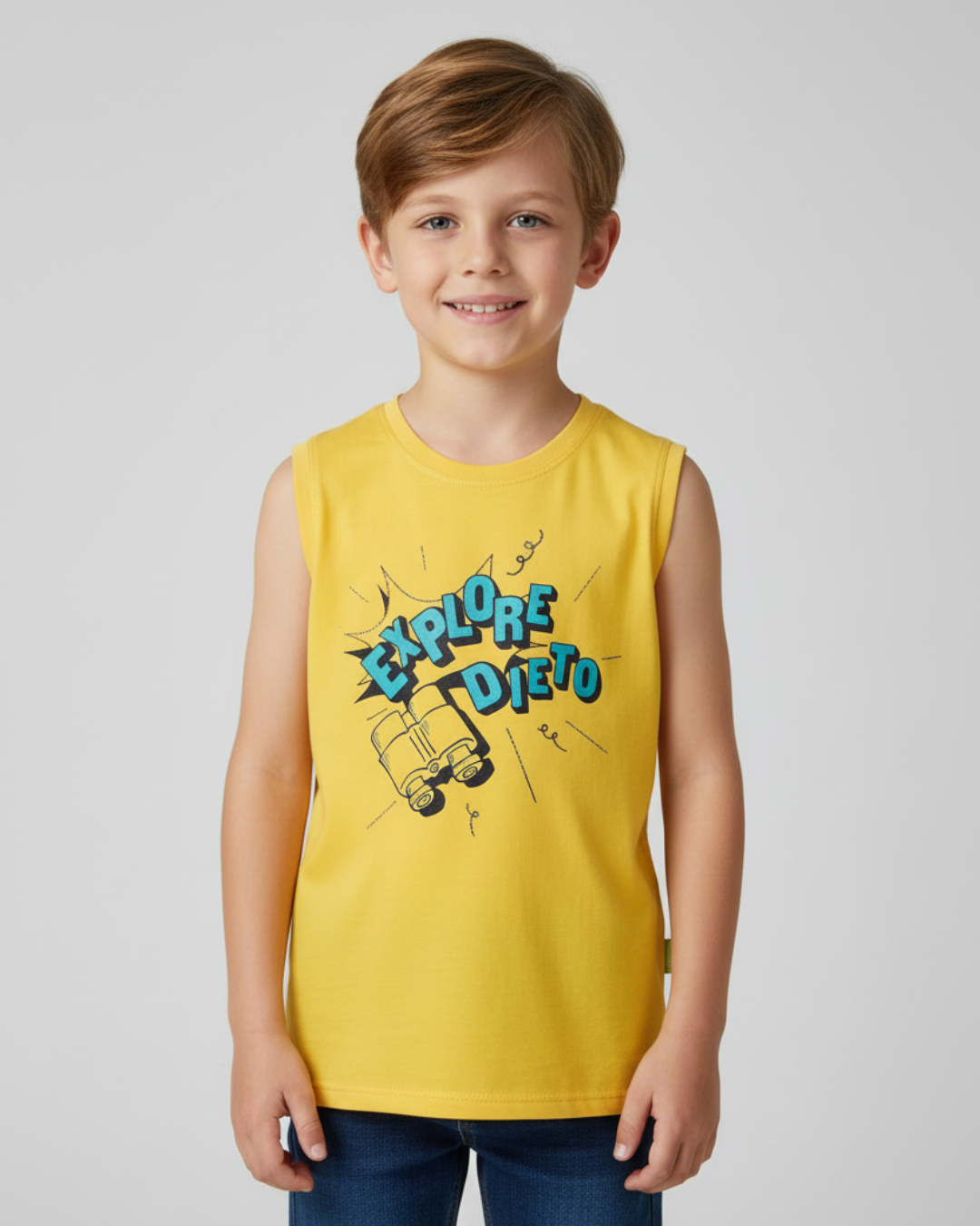 Explore Dieto, Sleeveless Boy's Shirt (Lemon)