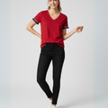 Women Soft Cotton Frill Sleeve V-Neck MEHROO