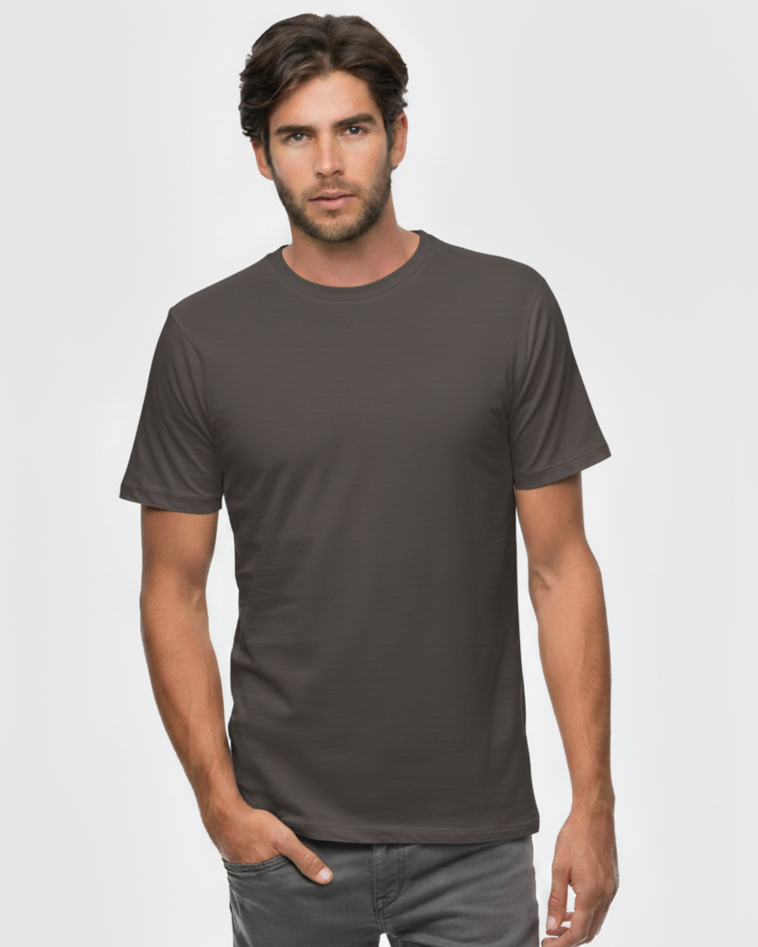 Men Round Neck Charcoal Organic Cotton T-Shirts