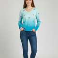 Girls All-Over Printed V-Neck Sky Blue Women's T-Shirt