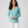 Women Soft Cotton V-Neck T-Shirt Sky
