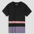 Women's Soft Cotton Color Block V-Neck T-Shirt
