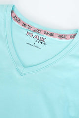 Women Soft Cotton V-Neck T-Shirt Sky