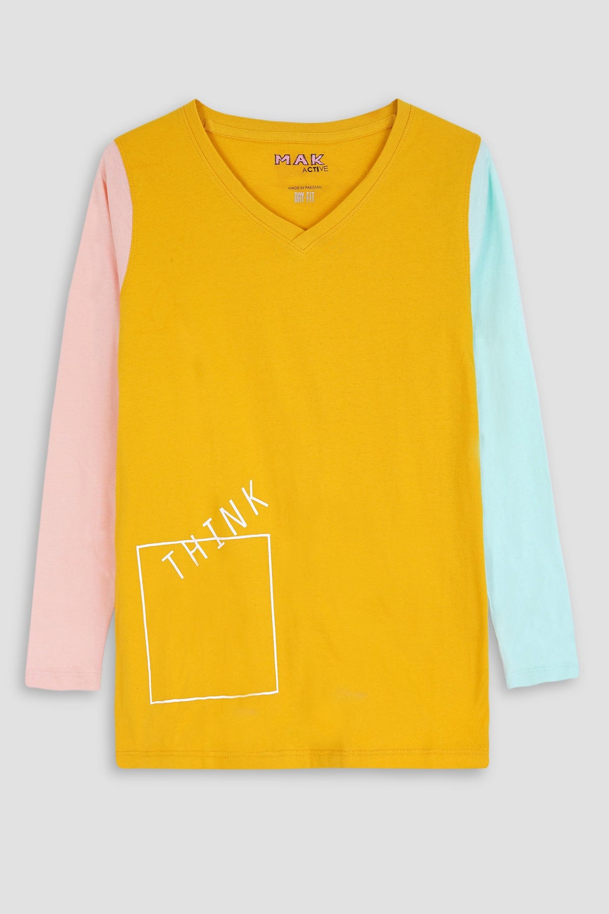 Women Graphic Tie & Dye V-Neck T-Shirt gold yellow