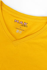 Women Graphic Tie & Dye V-Neck T-Shirt gold yellow