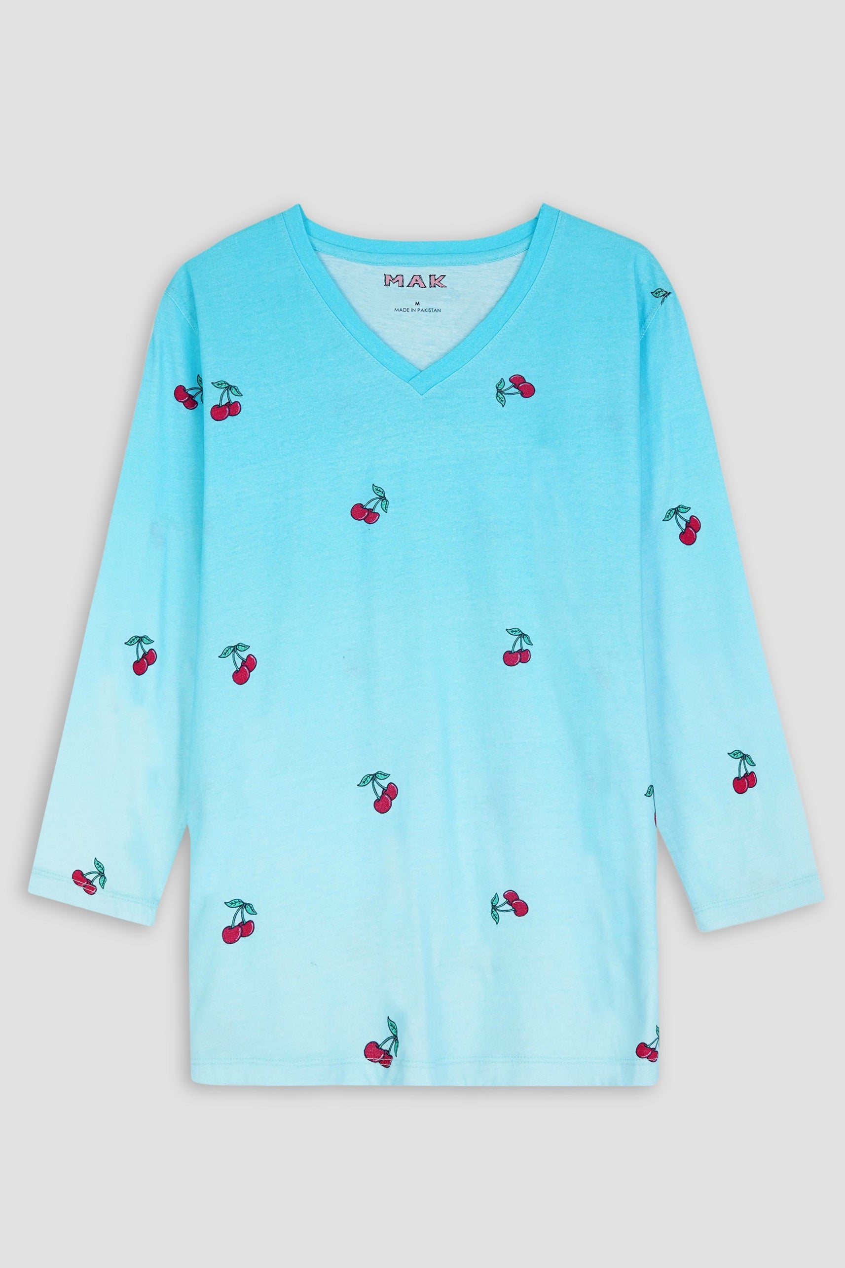 Girls All-Over Printed V-Neck Sky Blue Women's T-Shirt