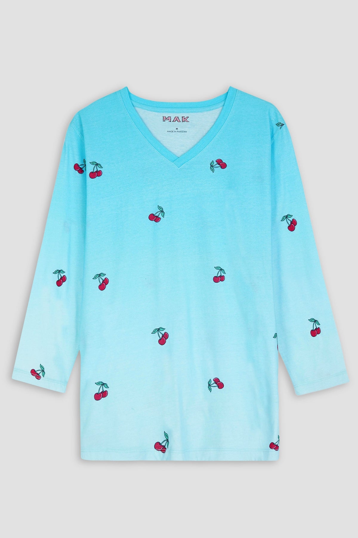Girls All-Over Printed V-Neck Sky Blue Women's T-Shirt